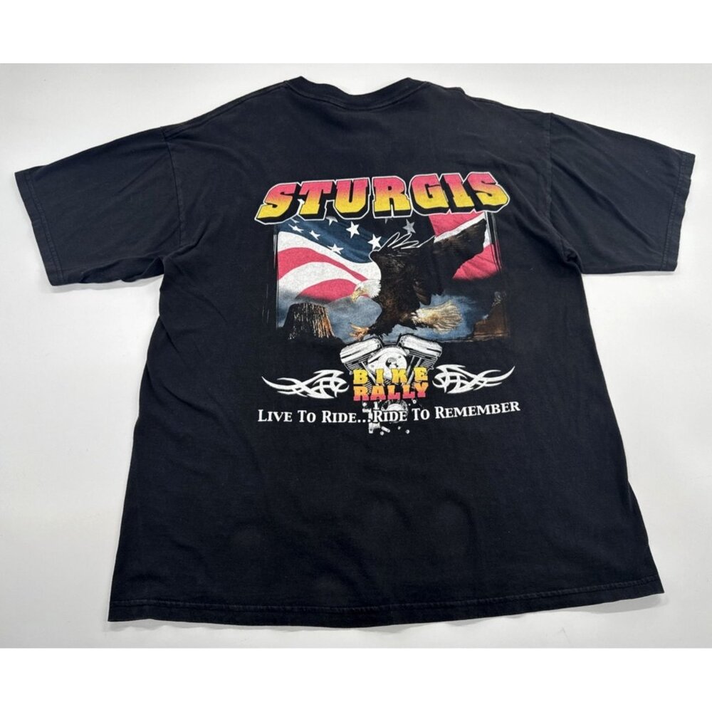 J P Cycles Sturgis Biker Rally T Shirt Mens XL Black Motorcycle Graphic Tee